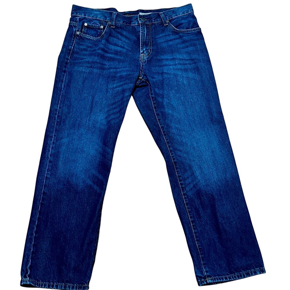 Aeropostale Men's Denim Straight Blue Jeans 34/28 Actual All Cotton Dark Rinse